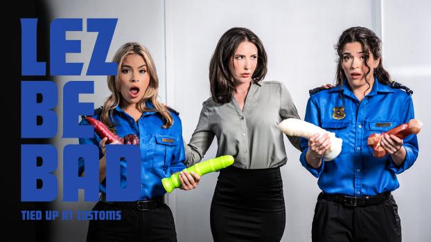 [LezBeBad] Casey Calvert, Victoria Voxxx, Nicole Aria (Tied Up At Customs / 05.30.2025)